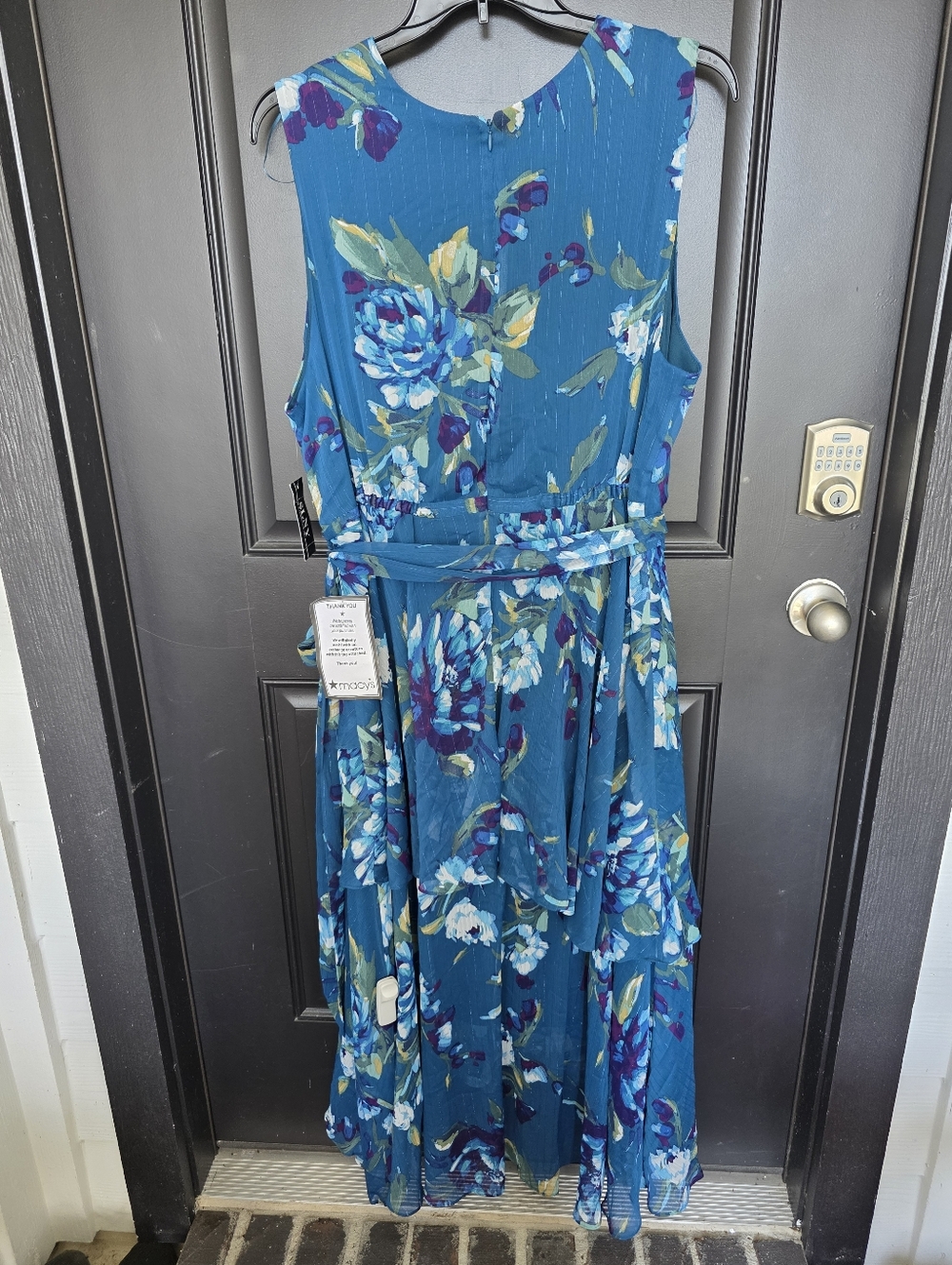 SLNY Women’s 22W Teal Floral Wrap Dress Plus Size Sleeveless V Neck Chiffon Midi - Picture 8 of 9